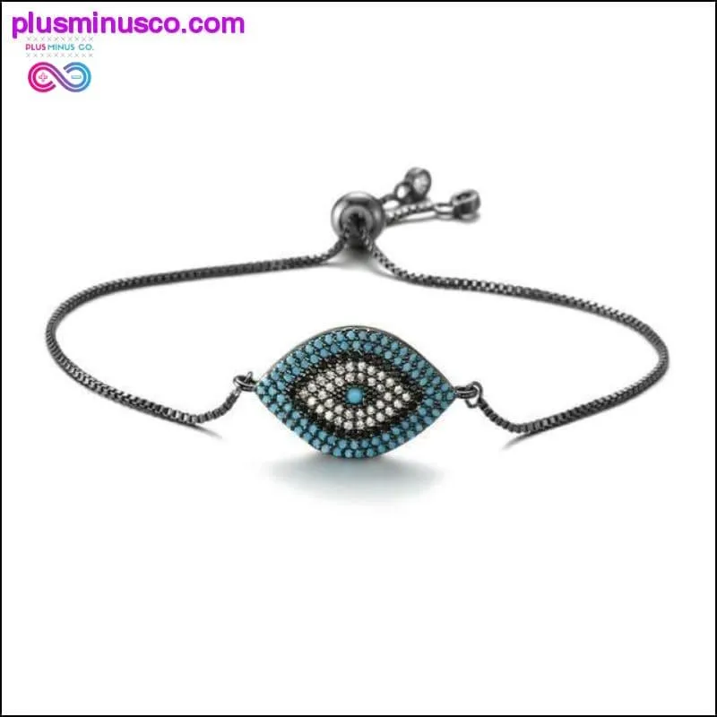 Trendy Gold Evil Eye Bracelet Pave CZ Blue Gold Chain