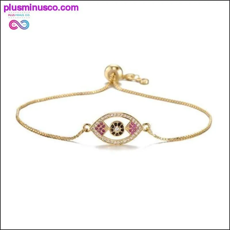 Trendy Gold Evil Eye Bracelet Pave CZ Blue Gold Chain