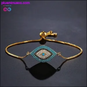 Trendy Gold Evil Eye Bracelet Pave CZ Blue Gold Chain