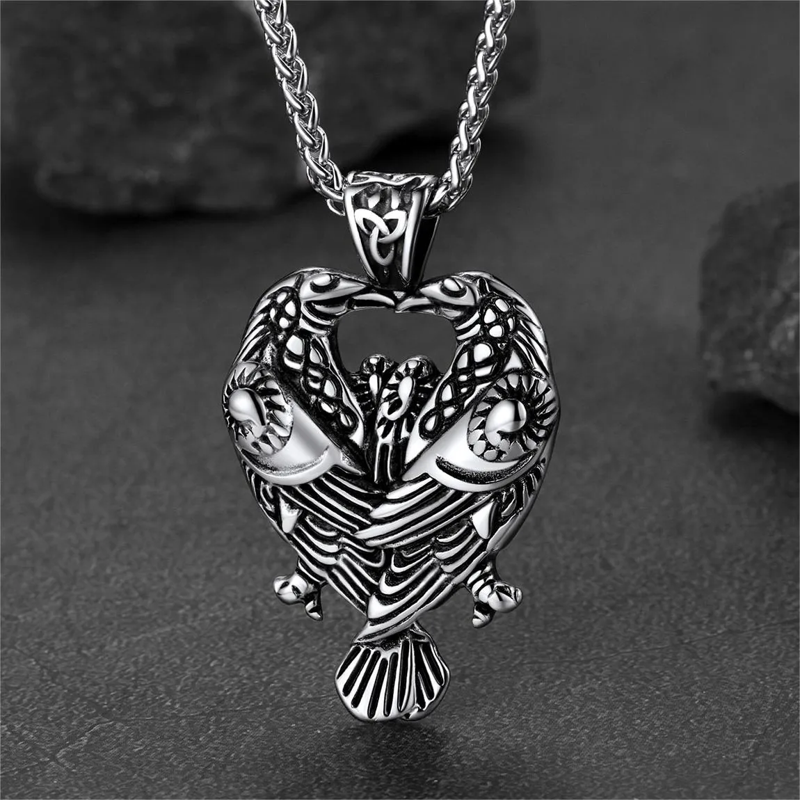 Viking Odin's Ravens Necklace Huginn and Muninn Pendant