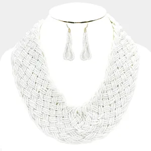 White Braided Statement Necklace