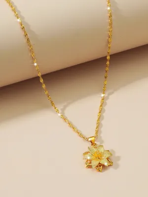 Yellow Flower Pendant Necklace Jewelry for Women Gift for Her Necklace