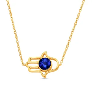 Yellow Gold Tanzanite Hamsa Necklace