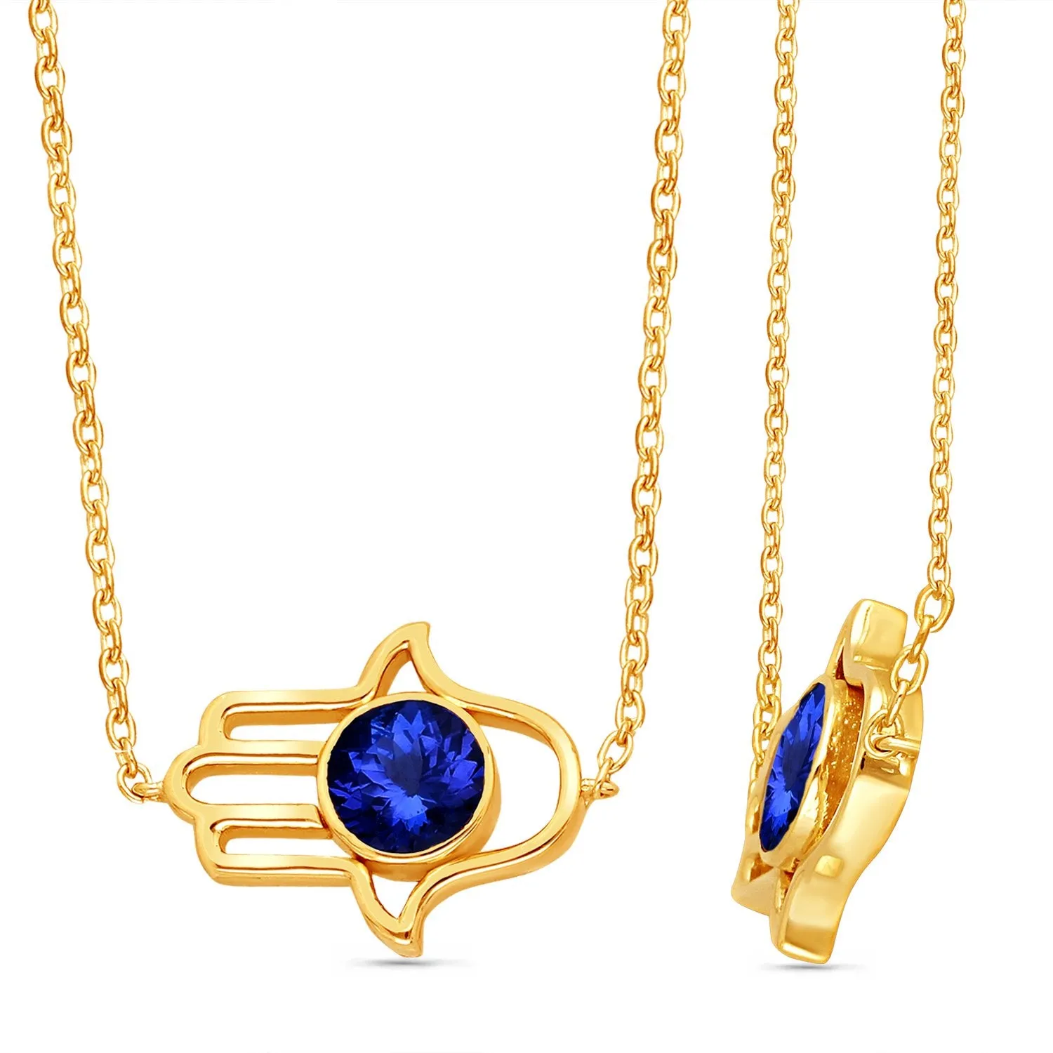 Yellow Gold Tanzanite Hamsa Necklace